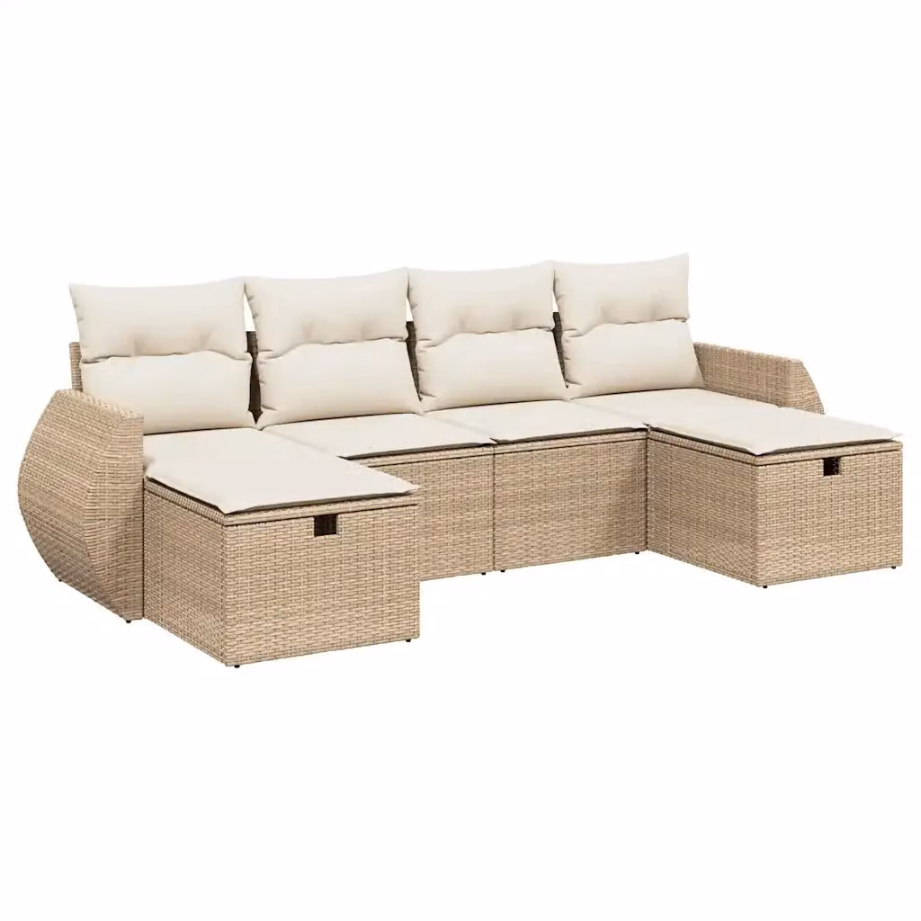 Set Divano da Giardino a L vidaXL in Polyrattan con Cuscini Beige e Struttura in Metallo – 2