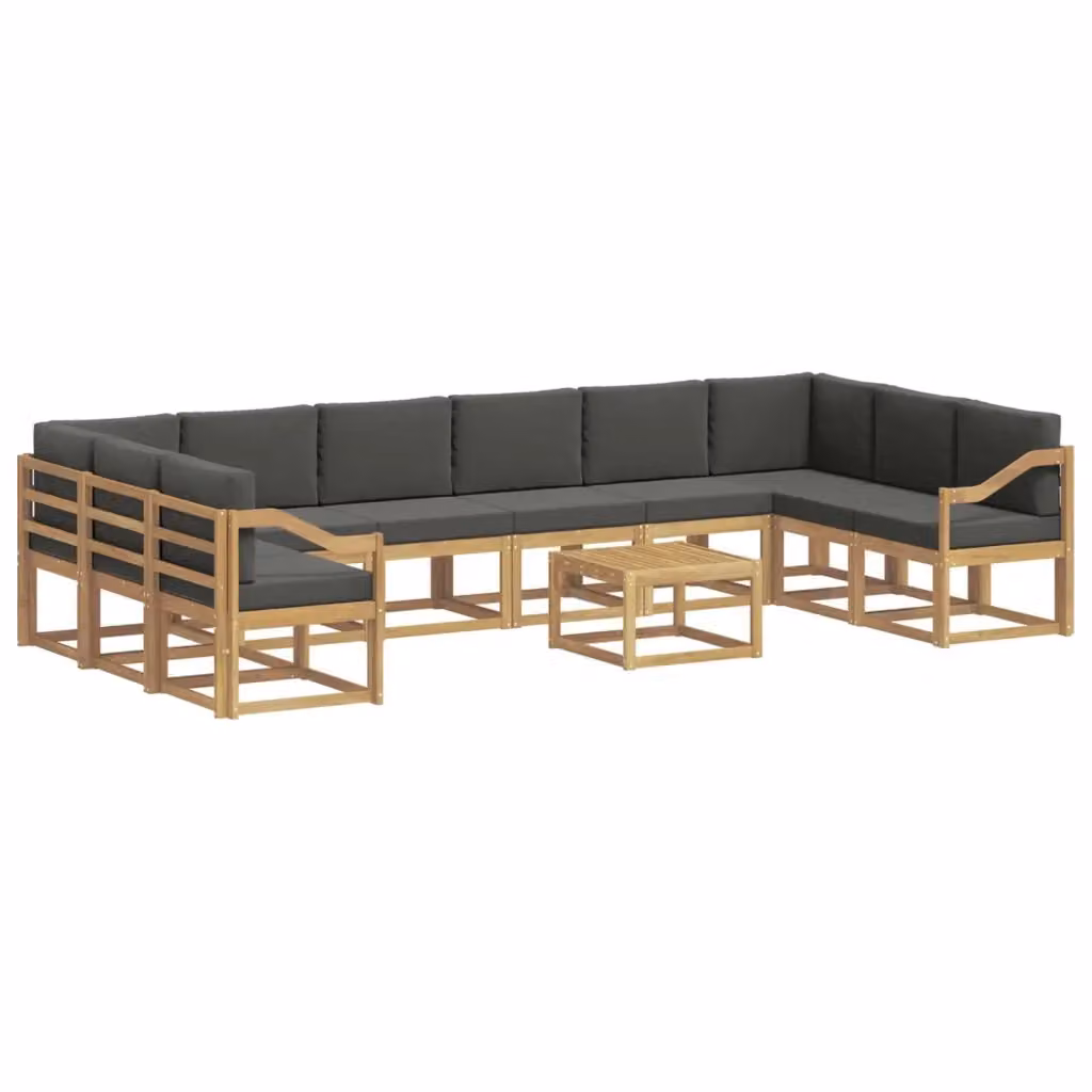 Set di divani da esterno vidaXL a forma di U con tavolo da caffè, 11 pezzi, Bianco e Antracite – 2