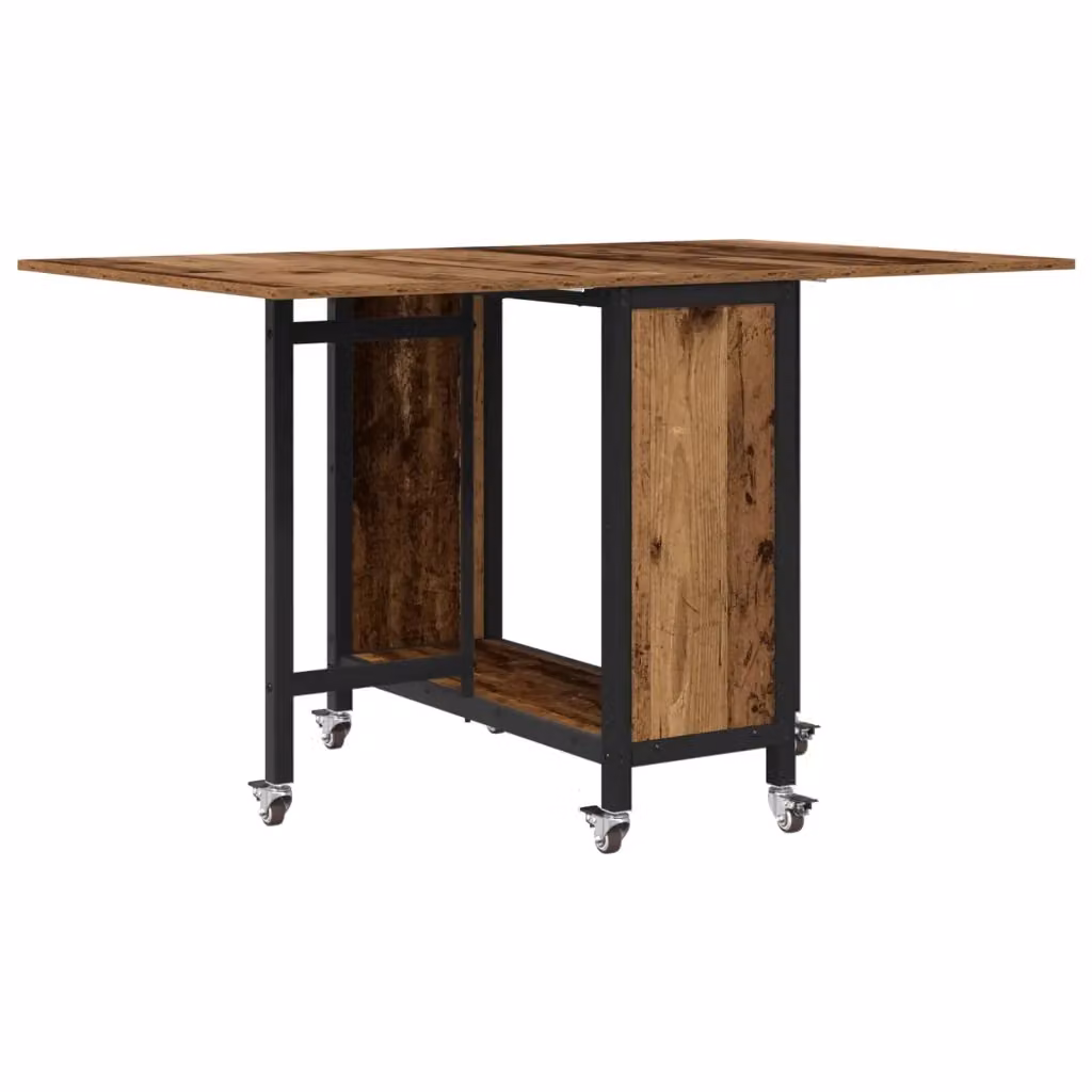 Tavolo da pranzo rettangolare pieghevole vidaXL in legno marrone con ruote L: 130 cm, P: 80 cm, H: 76,5 cm – 2