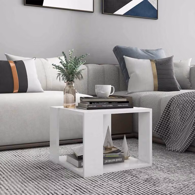 vidaXL Tavolino da Salotto Moderno Bianco in Legno e MDF L/P/H: 40 x 40 x 30 cm