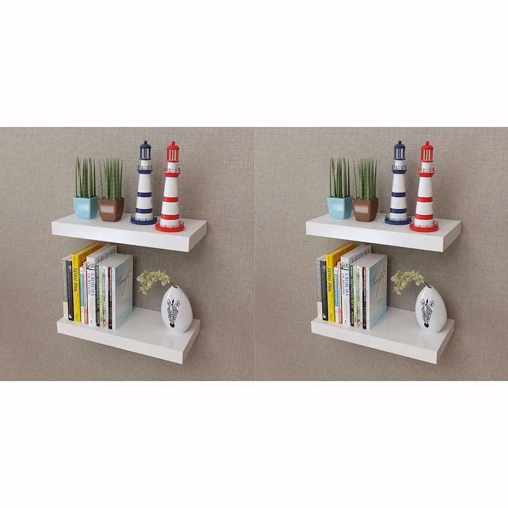 Set di 4 mensole a parete vidaXL in MDF bianche opache, Larghezza: 40 cm