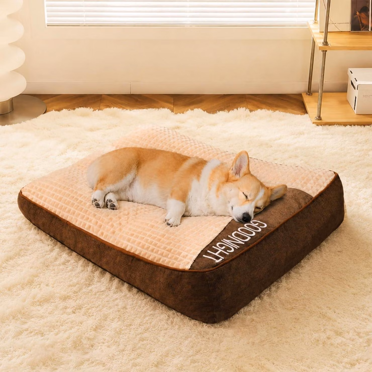 Cuccia ortopedica per cani, taglia XL, colore marrone, dimensioni 80 x 64 x 18 cm, con imbottitura in memory foam e rivestimento removibile