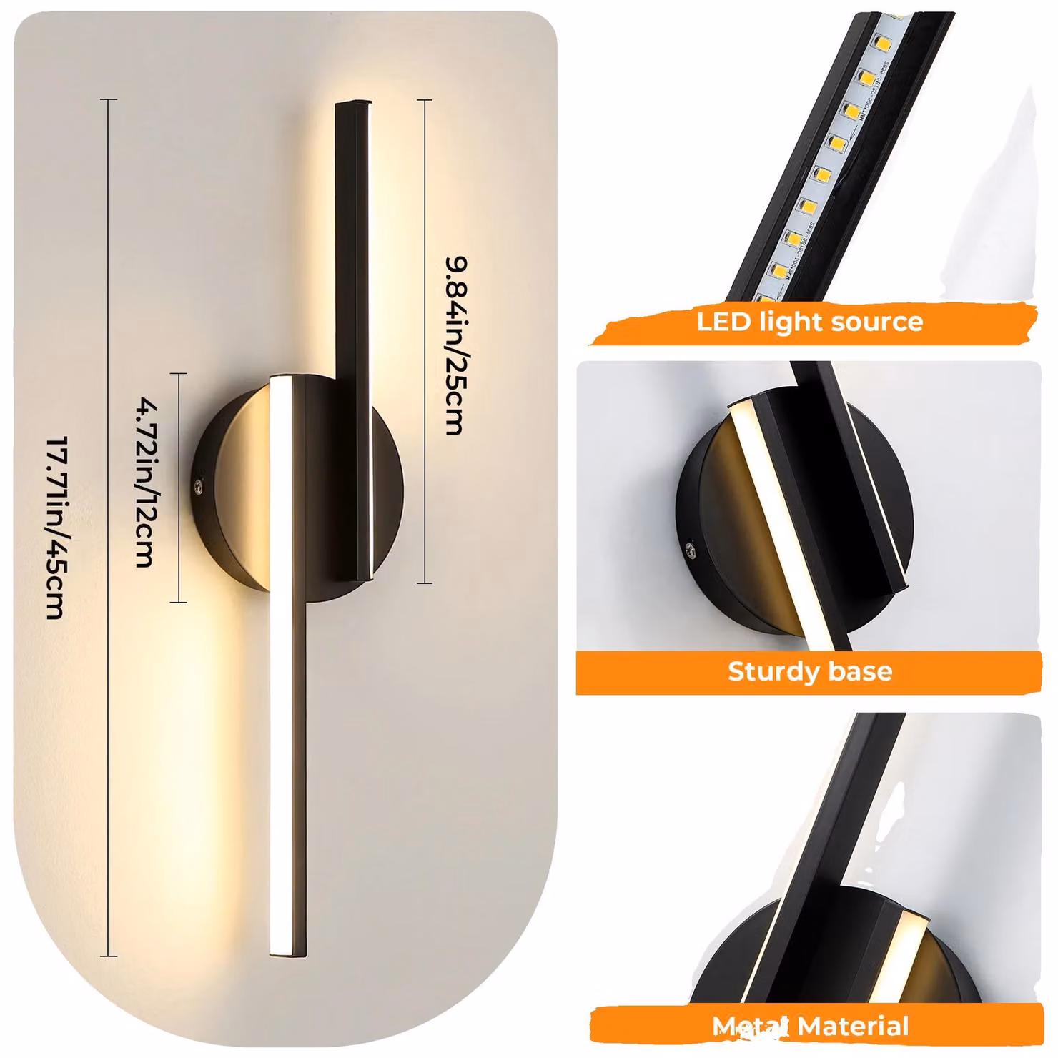 Lampada da parete, design moderno, LED a basso consumo energetico, 16 W, luce calda
