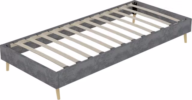 Struttura letto moderna in velluto olandese grigio 90x200 cm, base bassa minimalista