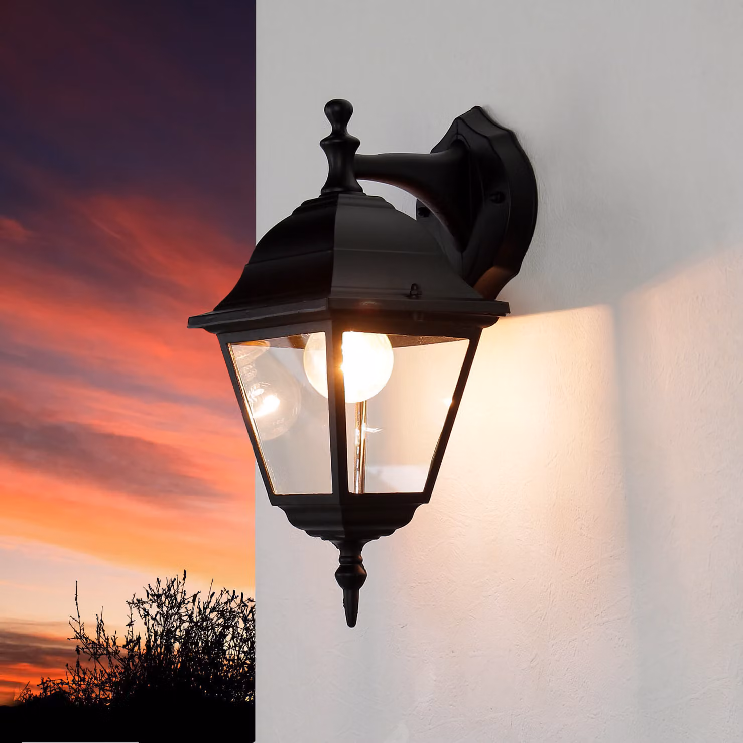 TIROL lampada da parete nera rustica casa di campagna alluminio vetro IP44 E27 luce esterna giardino