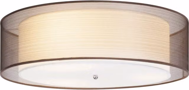 Plafoniera Rabalux Anastasia in metallo e tessuto, colore cromo e marrone, diametro: 49,5 cm, attacco E14
