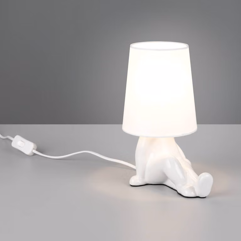 Reality Leuchten Lampada da tavolo Huma, Bianco / Opale, Soggiorno / Sala da pranzo, Ceramica, Giovanile, Lampada da tavolo