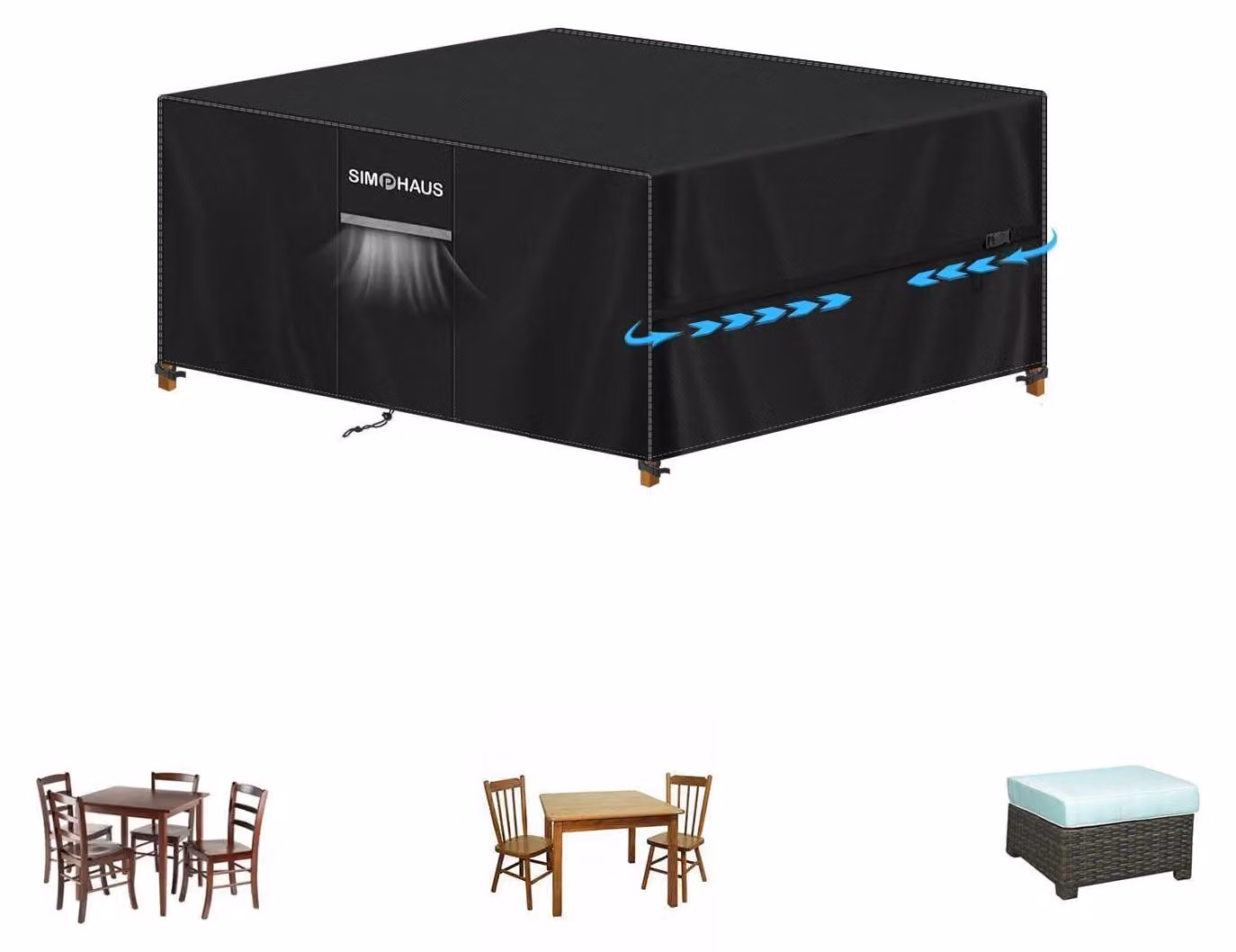 Copertura per tavolo da giardino, dimensioni 100x80x80 cm, impermeabile, tessuto Oxford 420D, colore nero
