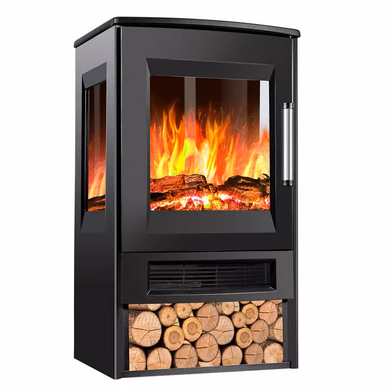 Jopassy caminetto elettrico caminetto elettrico a LED effetto fiamma in piedi funzione di riscaldamento 900W/1800W nero
