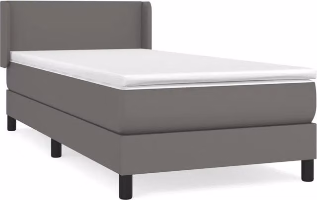 Letto singolo | Letto per adulti | Giroletto a Molle con Materasso Grigio 90x190 cm in Similpelle