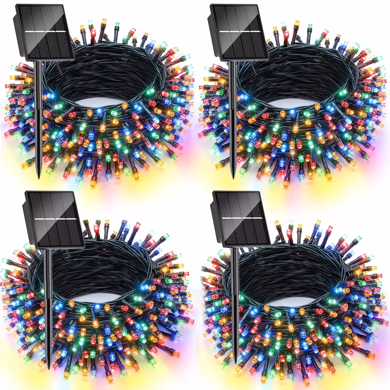 Catena luminosa solare, confezione da 4 pezzi, 100 LED, 8 modalità, impermeabile, per uso esterno