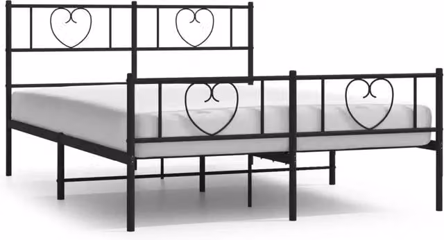 Letto matrimoniale con pediera in metallo nero e doghe fisse L/P/H: 207 x 160 x 90 cm – 1
