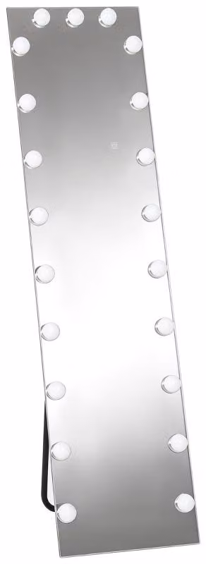 Specchio a corpo intero Moonbite con illuminazione RGB-LED, dimensioni 150 x 40 cm, 21 lampadine, 7 colori di luce con memoria touch, design senza cornice, adatto per installazione a pavimento o a parete, realizzato in vetro trasparente