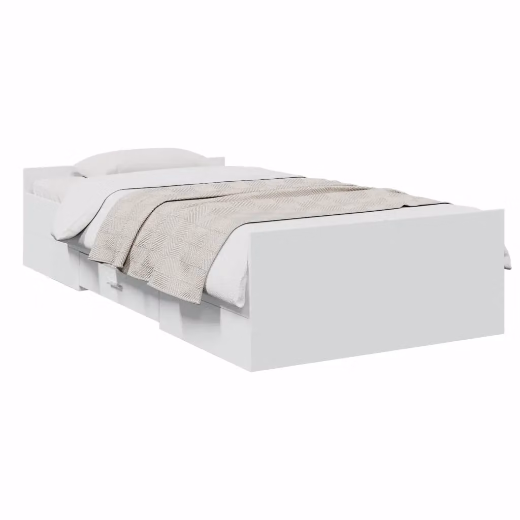 Letto moderno con cassetti vidaXL in legno e metallo bianco, L: 80 cm, P: 200 cm, H: 83 cm – 2