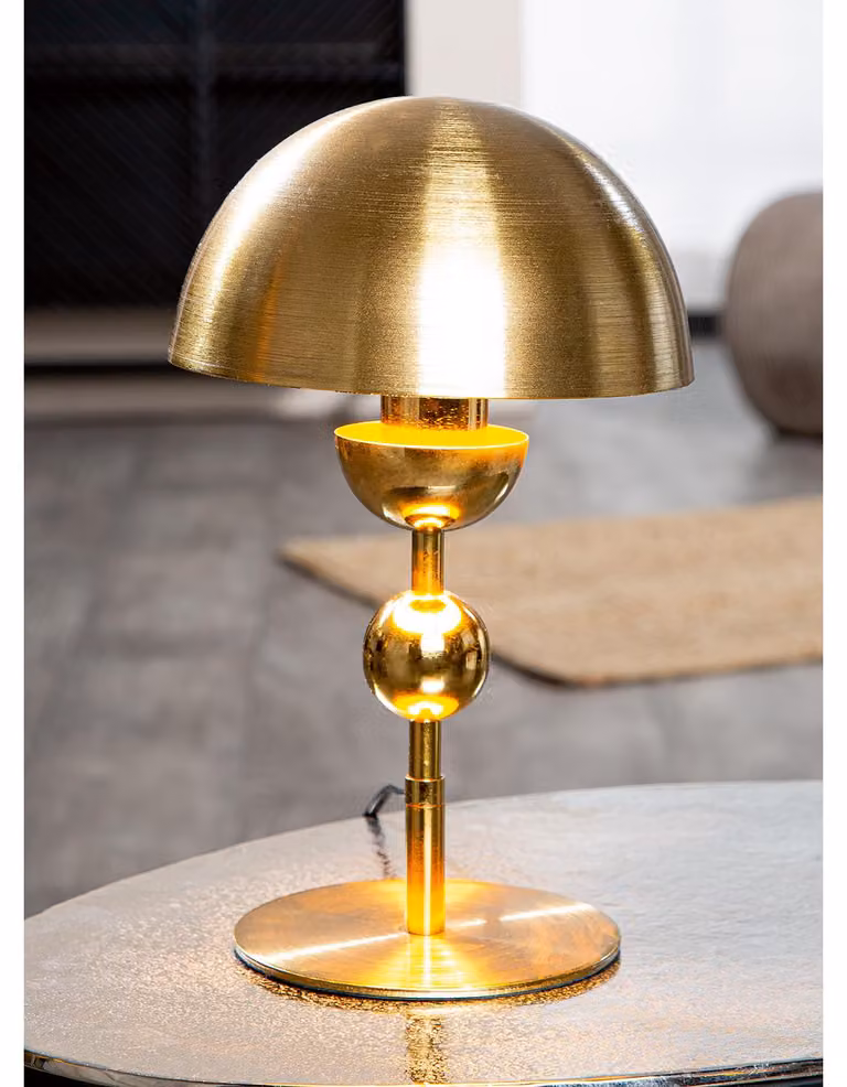 Lampada da tavolo Gilde, modello "Ball", "Metallique", in ferro, color oro, confezione da 1, altezza 34 cm, diametro 20,5 cm. Codice prodotto: 58200. Codice EAN: 4063387582008