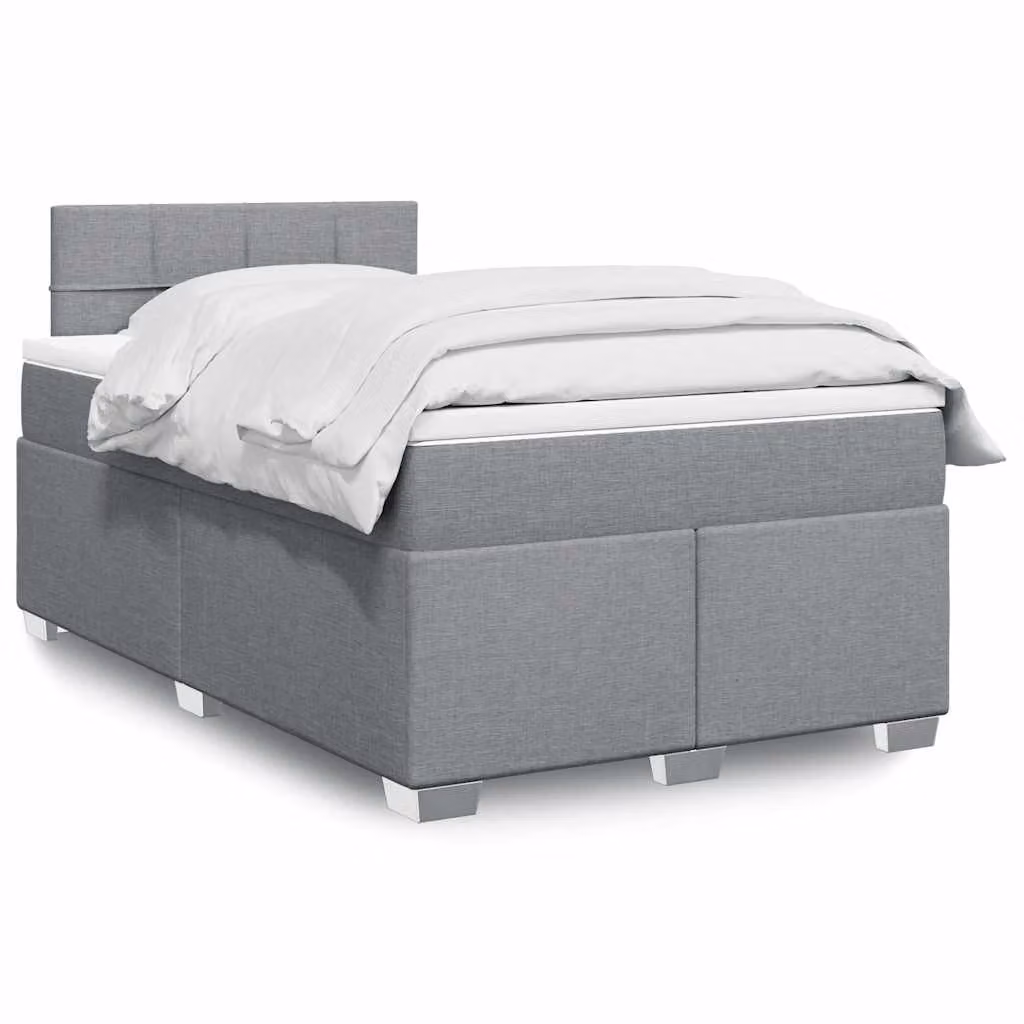 vidaXL Giroletto a Molle con Materasso Ibrido in Tessuto Grigio e Bianco L/P/H: 200 x 120 x 76,5 cm
