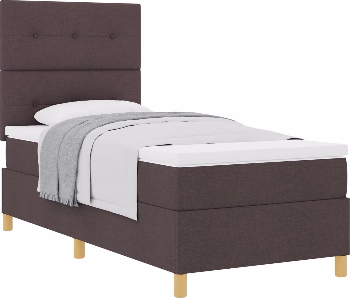 Letto a molle con testiera marrone scuro 100 x 200 cm in tessuto