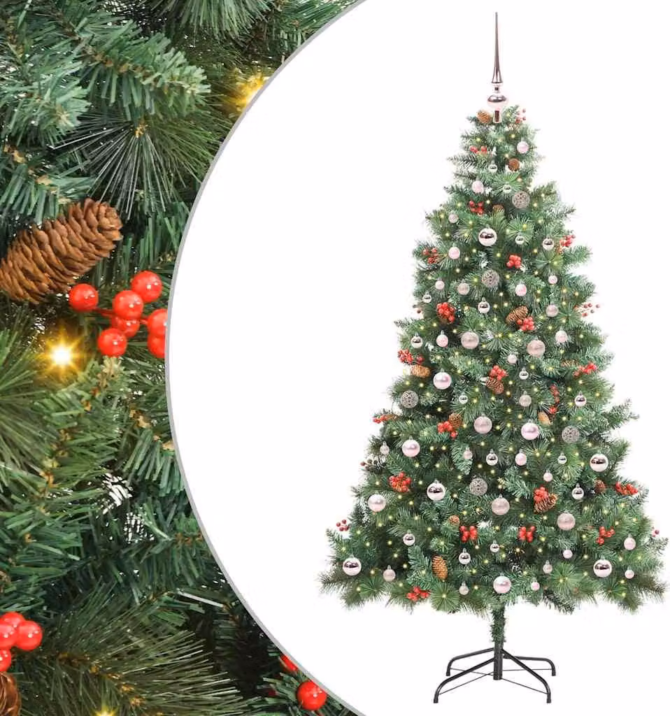 Albero di Natale artificiale verde 210 cm in PVC e metallo
