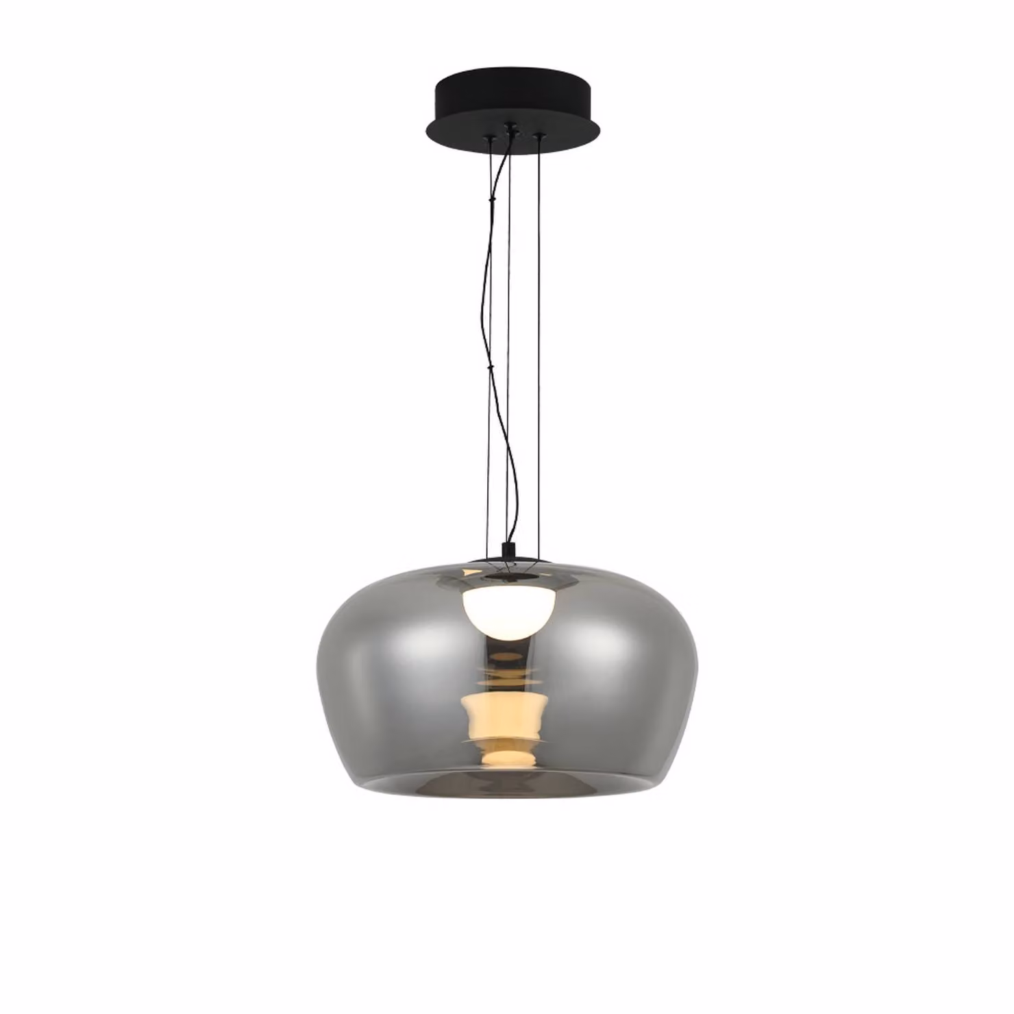 Viokef Lampada a sospensione Nadia, Alluminio / Grigio / Zincato, Soggiorno / Sala da pranzo, Vetro, Lampada a sospensione