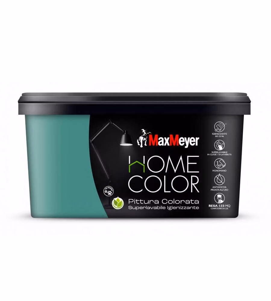 MaxMeyer Idropittura Pavone 2,5L Superlavabile Opaca e Igienizzante