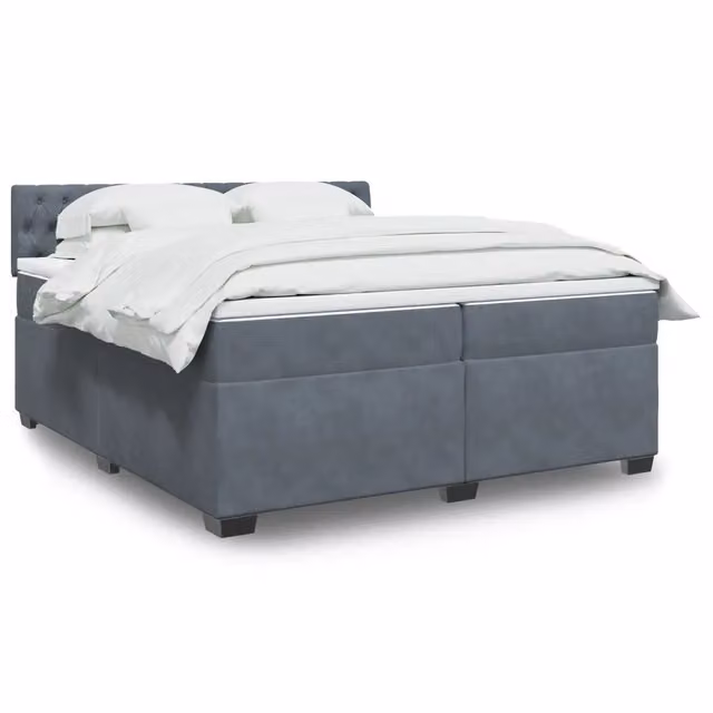 Letto a molle vidaXL con materasso in velluto grigio e illuminazione sottostante L/P: 200 x 200 cm