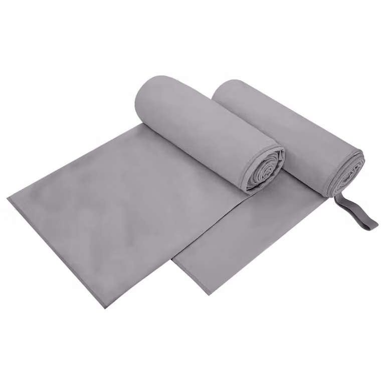 Set di 2 asciugamani sportivi in microfibra vidaXL, grigio, L: 200 cm, P: 100 cm
