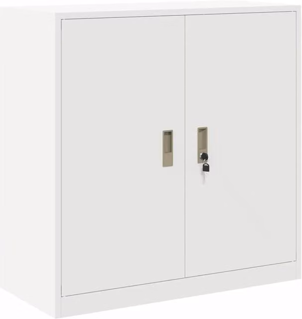 Armadio in metallo bianco con ante a battente e serratura in stile industrial L/P/H: 90 x 40 x 90 cm