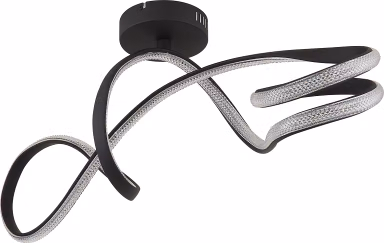 Plafoniera LED, nera, cristalli, L 90,8 cm