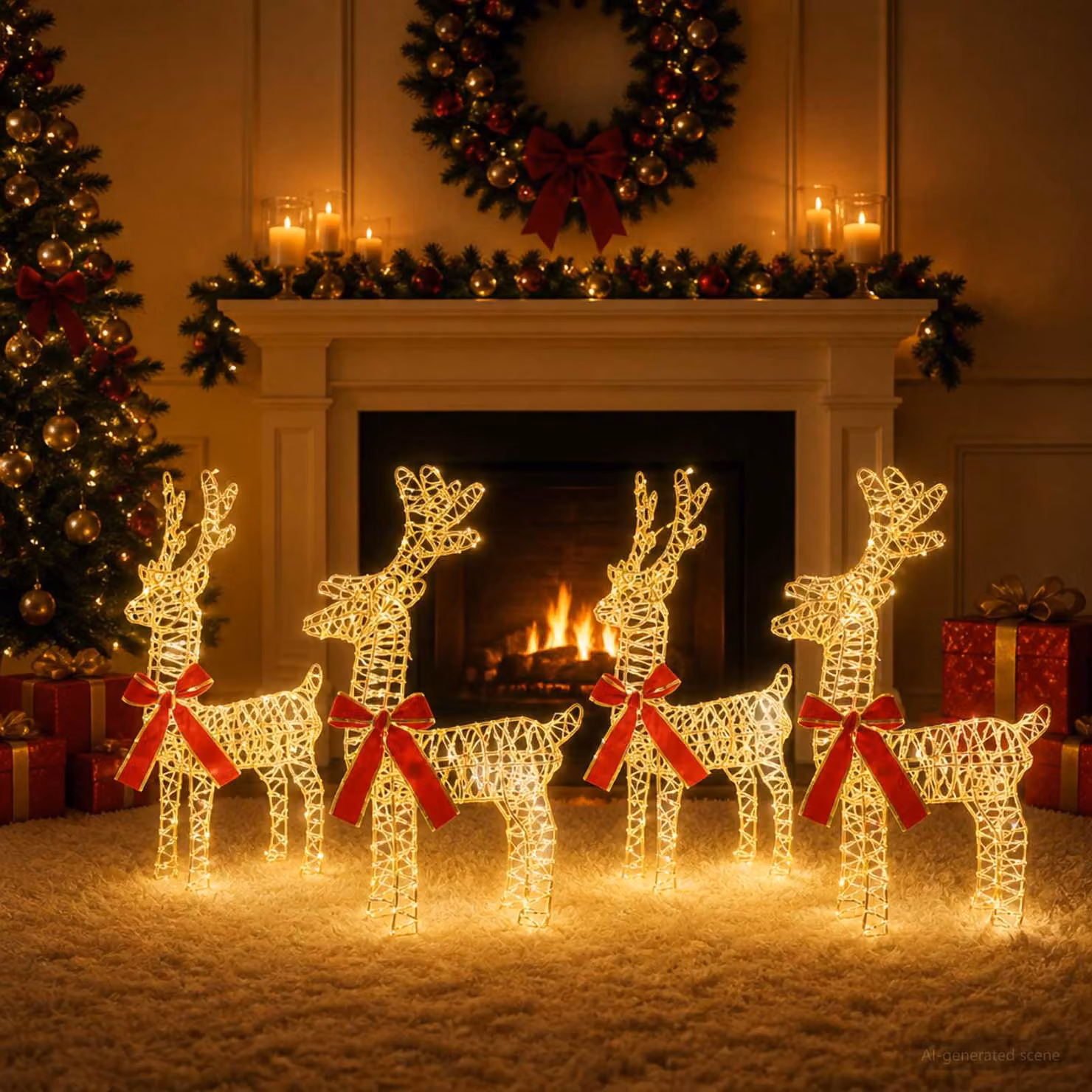 vidaXL Renna di Natale 4 pz 160 LED Bianco caldo 33 x 12 x 55 cm