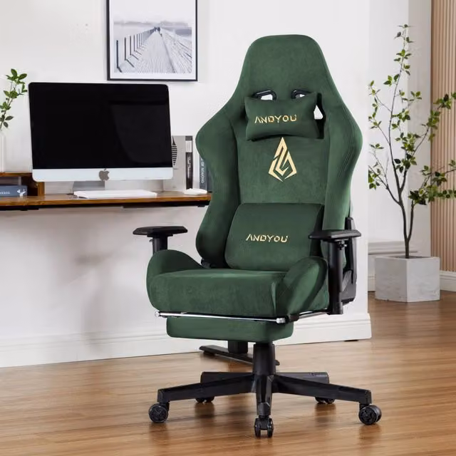 Sedia Gaming Xylo Verde con Poggiapiedi e Supporto Cervicale Regolabile e Girevole – 1