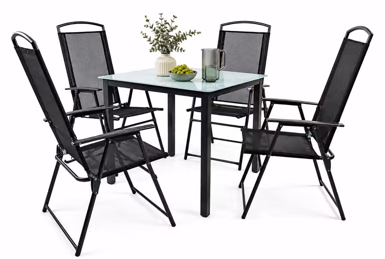 Set 5 pezzi mobili da giardino | gruppo posti a sedere gruppo da pranzo | 1x tavolo, 4x sedie | dimensioni tavolo ca. H. 76 x W. 80 x D. 80 cm | Set Hochlehner 80M