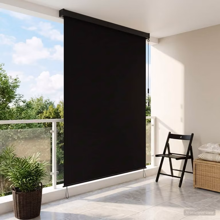 vidaXL Tenda a rullo Nero 180 x 250 cm Tessuto e Alluminio