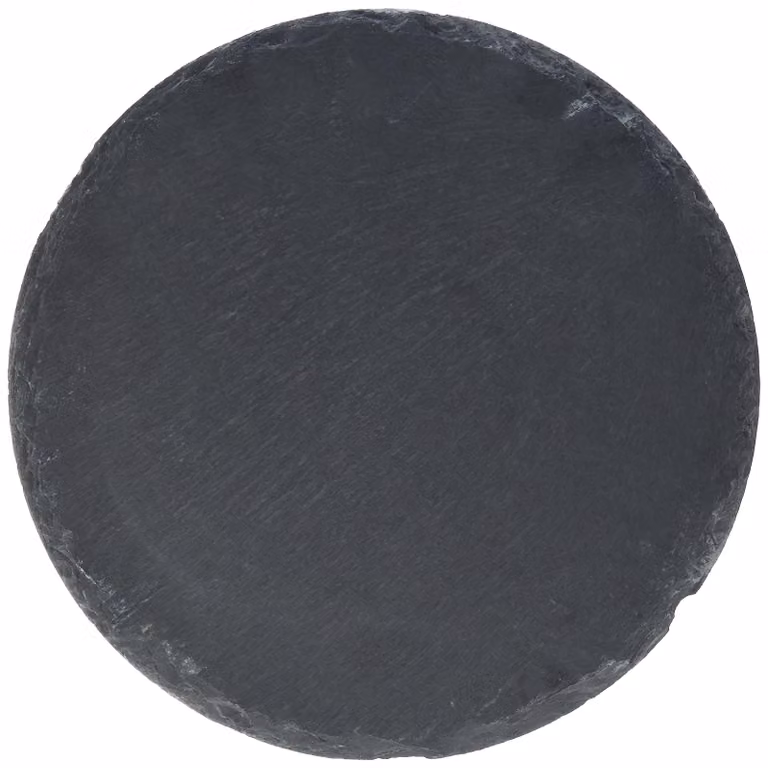 Tavola in ardesia nera, rotonda, 25x25x1 cm, con superficie antiscivolo