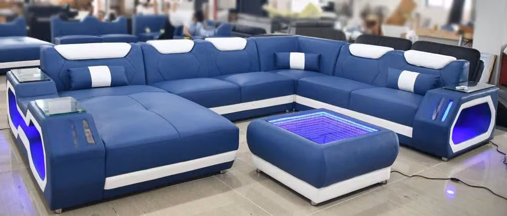 Sofas U-Form Ecksofa Polster Couch Leder Eck Wohnlandschaft Designer Couch