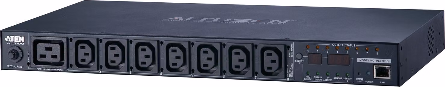 ATEN PE6216G eco PDU 0U, 16A, 14x C13, 2x C19, funzione di commutazione, funzione di misura