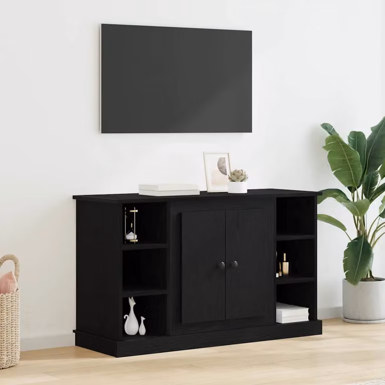 Credenza vidaXL in stile rustico in legno ingegnerizzato MDF, colore Rovere Nero, L 100 x P 35,5 x H 60 cm