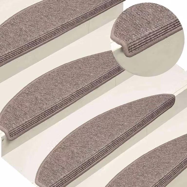Set di 15 tappetini per scale semicircolari vidaXL, colore beige, antiscivolo e fonoassorbenti, L: 65 cm, P: 21 cm, H: 4 cm