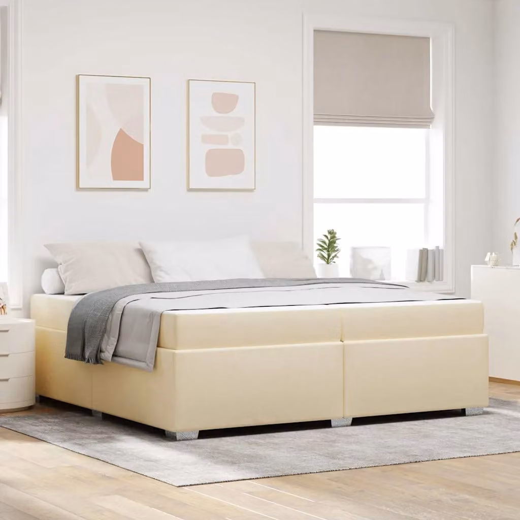 Letto moderno vidaXL con materasso a molle in tessuto beige L/P: 200 x 200 cm