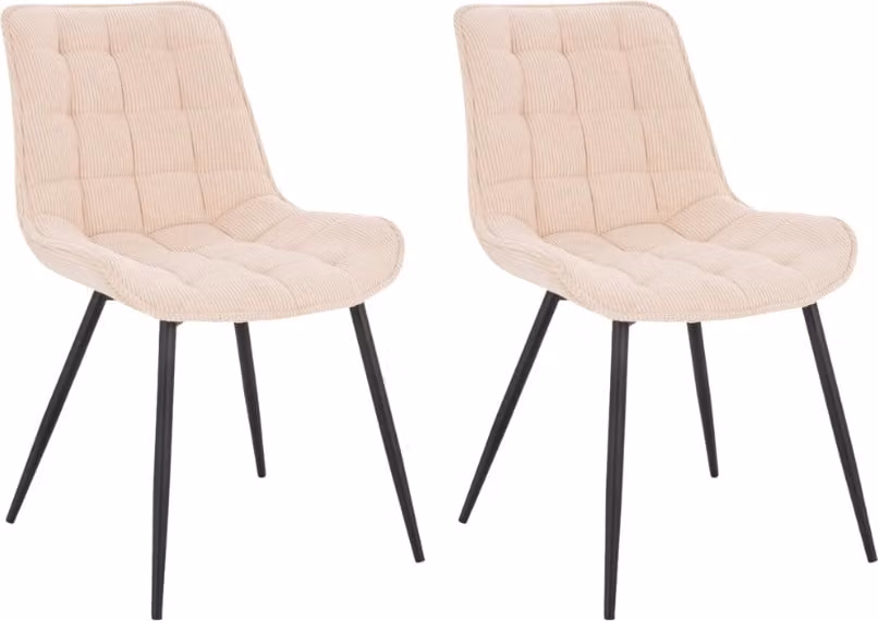 Home Deluxe - Sedia imbottita IKALO set di 2 - colore: crema a coste - imbottitura morbida, carico massimo 120 kg I Sedia da cucina Sedie da pranzo Sedie da sala da pranzo