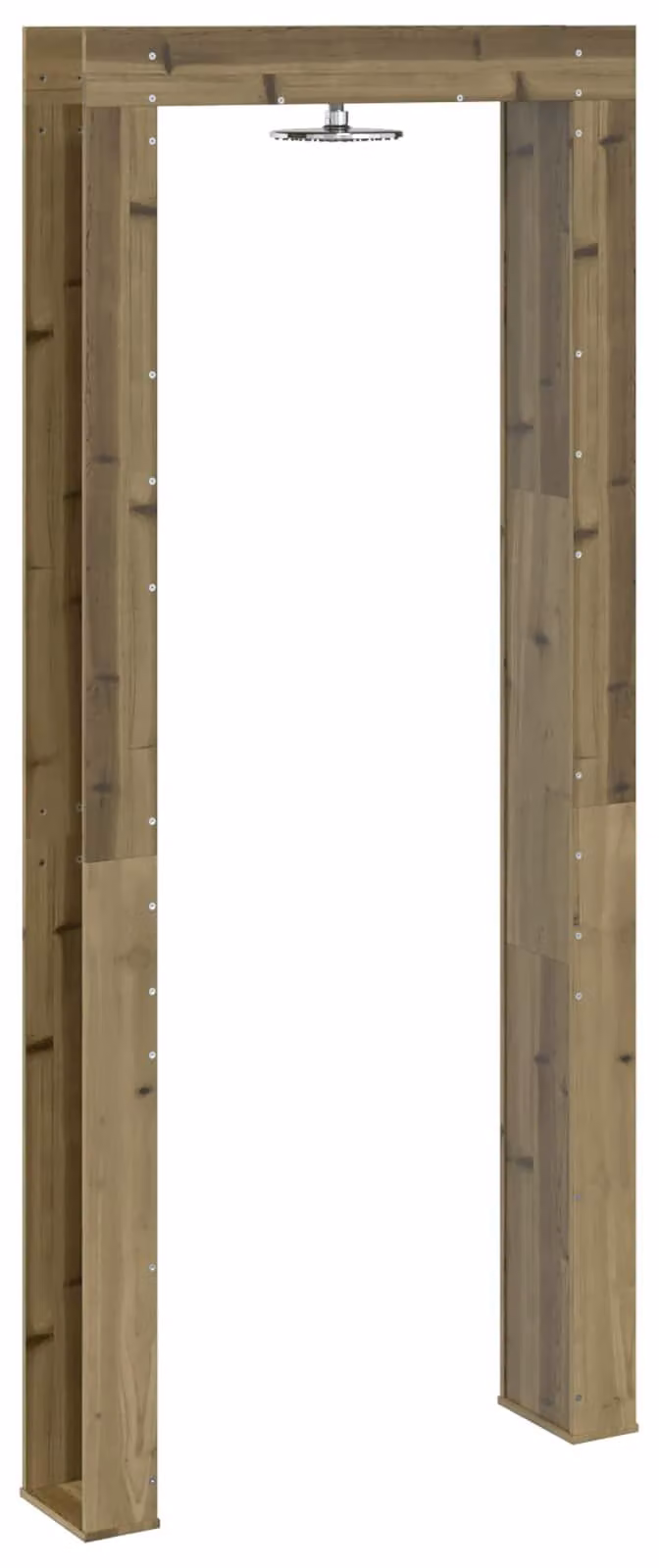 Doccia da giardino, altezza 226 cm. Realizzata in legno di pino impregnato e acciaio inossidabile