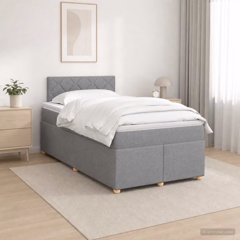 Letto box spring con materasso ibrido vidaXL Grigio e Bianco L/P/H: 120 x 200 cm