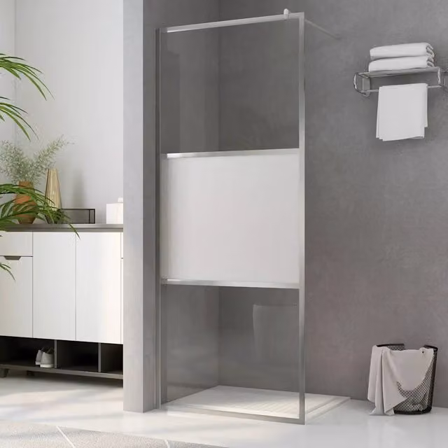 Schermo doccia walk-in vidaXL in vetro satinato e alluminio argento, L: 115 cm, H: 195 cm