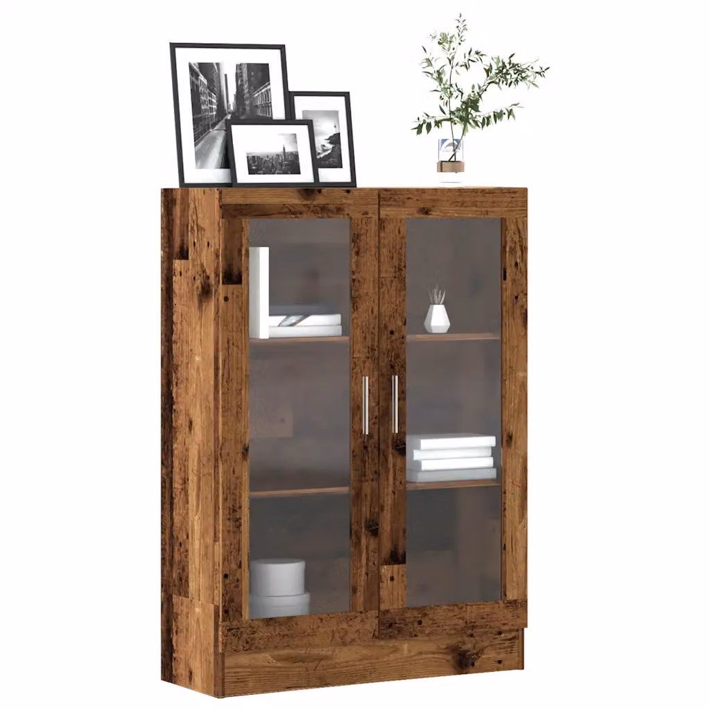 Libreria vidaXL in Legno e Vetro con Ante in Stile Classico, Colore Marrone, L 82,5 cm x P 30,5 cm x H 115 cm