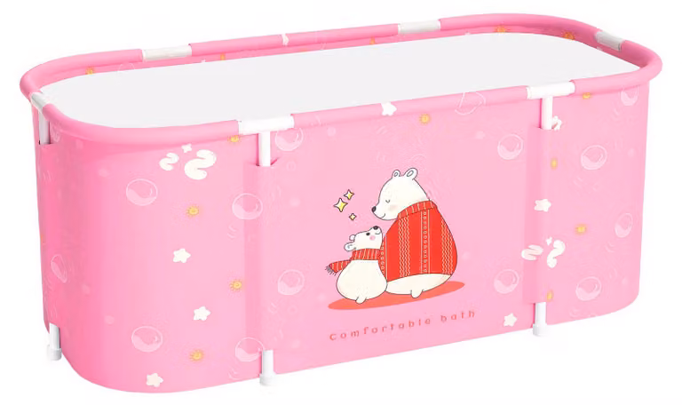 Aga Vasca da bagno pieghevole portatile 115x60x50 cm Rosa