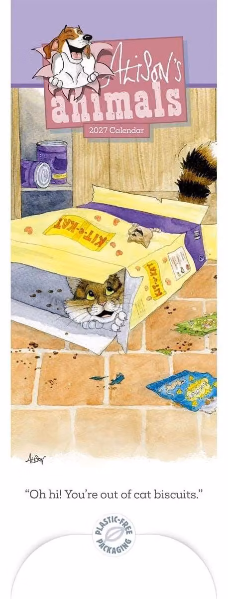 Calendario da parete sottile 2027 con illustrazioni di animali