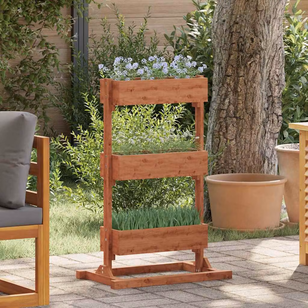 Fioriera vidaXL in legno di abete marrone stile rustico L: 52 cm, P: 30 cm, H: 78 cm