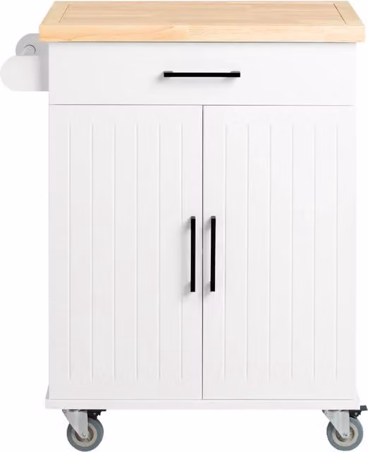 Carrello Credenza da Cucina SoBuy con Ruote, Cassetto e 2 Ante, Bianco, L/P/H: 74.5 x 45.5 x 91 cm – 1