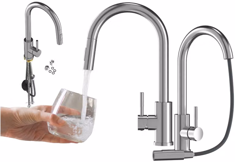 Granitan - Rubinetto da cucina - Rubinetto per lavello - Bocca estraibile - Acciaio inossidabile - Rubinetto da cucina - LOSETO