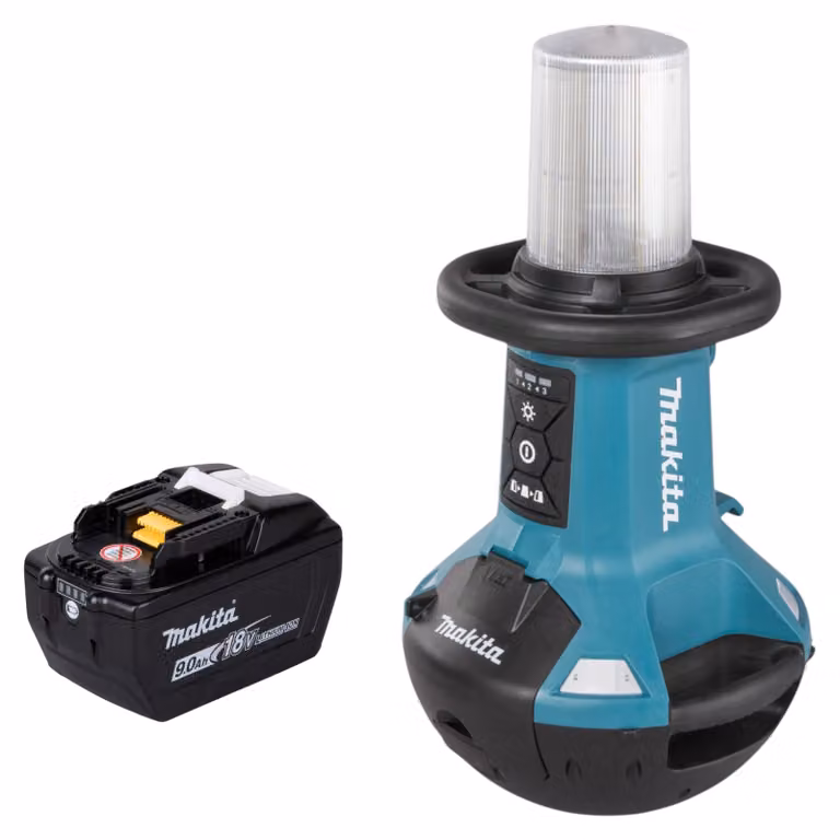 Makita DML 810 Z Lampada a LED a batteria 18 / 36 V ( 2 x 18 V ) 5500 lm IP54 + 1x batteria 9,0 Ah - senza caricabatterie