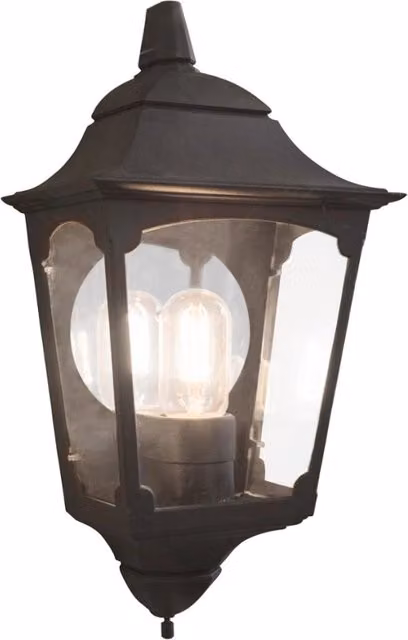 Applique da esterno classica Chapel Elstead in metallo e vetro nera con attacco E27 e protezione IP44